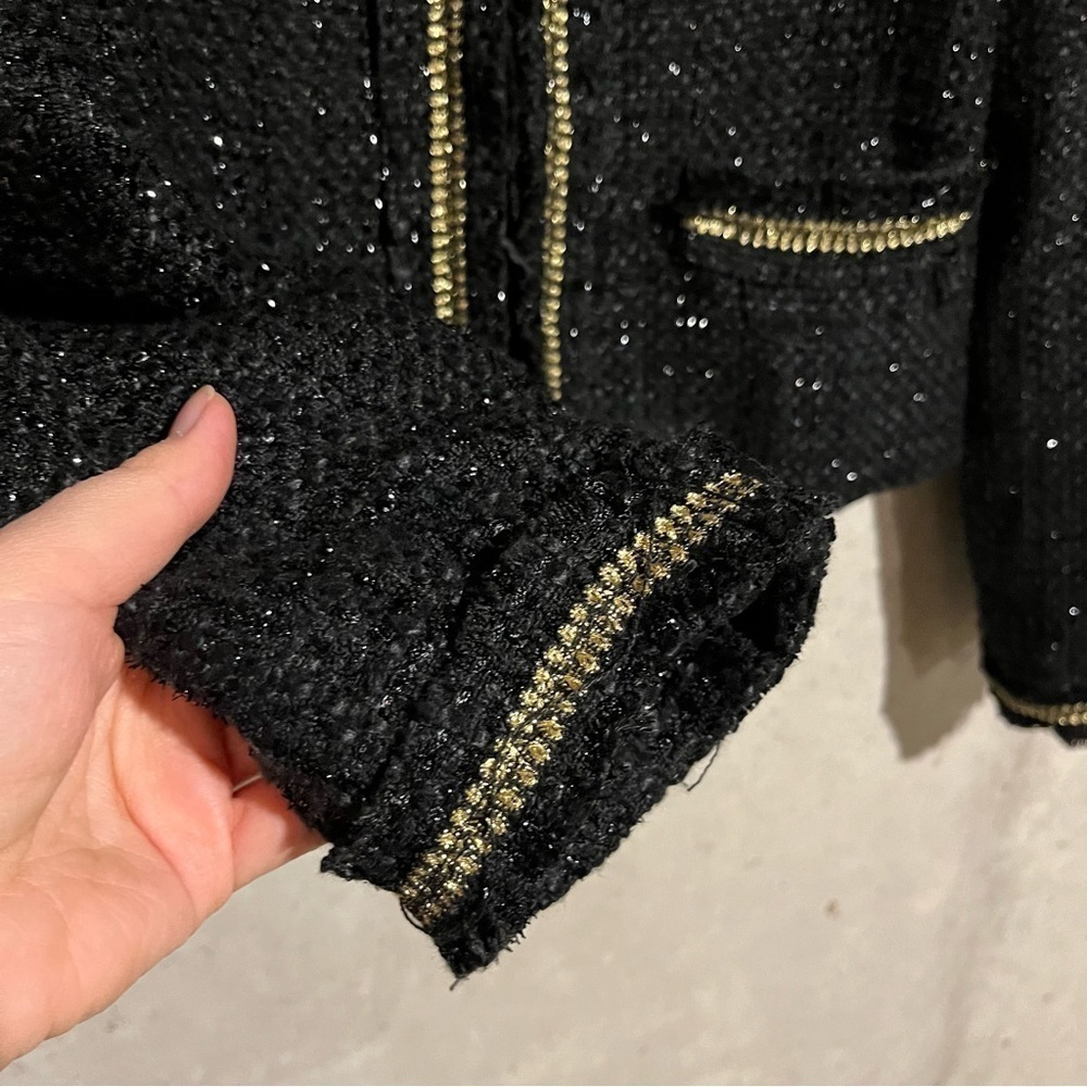 Alice Moon by Moon Collection Black Sparkle Tweed Blazer Jacket Size Medium - Picture 4 of 11